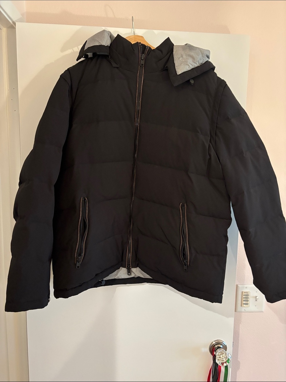 Vince Camuto Black Quilted Puffer Jacket with Hood